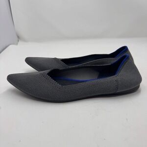 ROTHYS The Point Flats Womens Knit Grey Blue Trim Comfortable Shoes Size 9